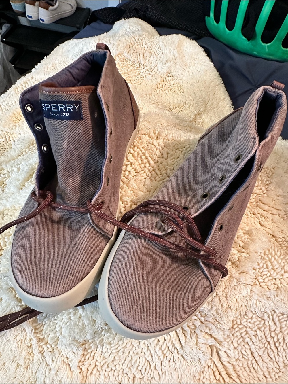 Sperry Brown High-Top Canvas Lace-Up Sneakers